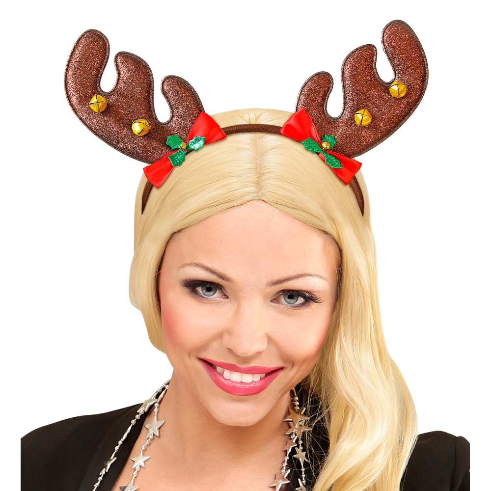 Cerchietto Copricapo Renna con Campanelline Accessorio Abito Vestito Travestimento Natale Carnevale