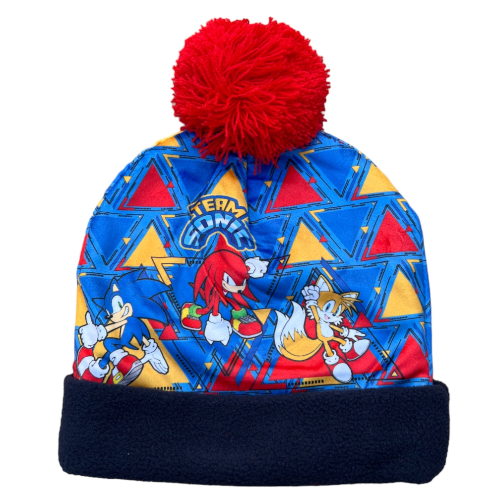 Cappello Invernale Sonic con Risvolto e Pon Pon per Bambini - Sn7125mc