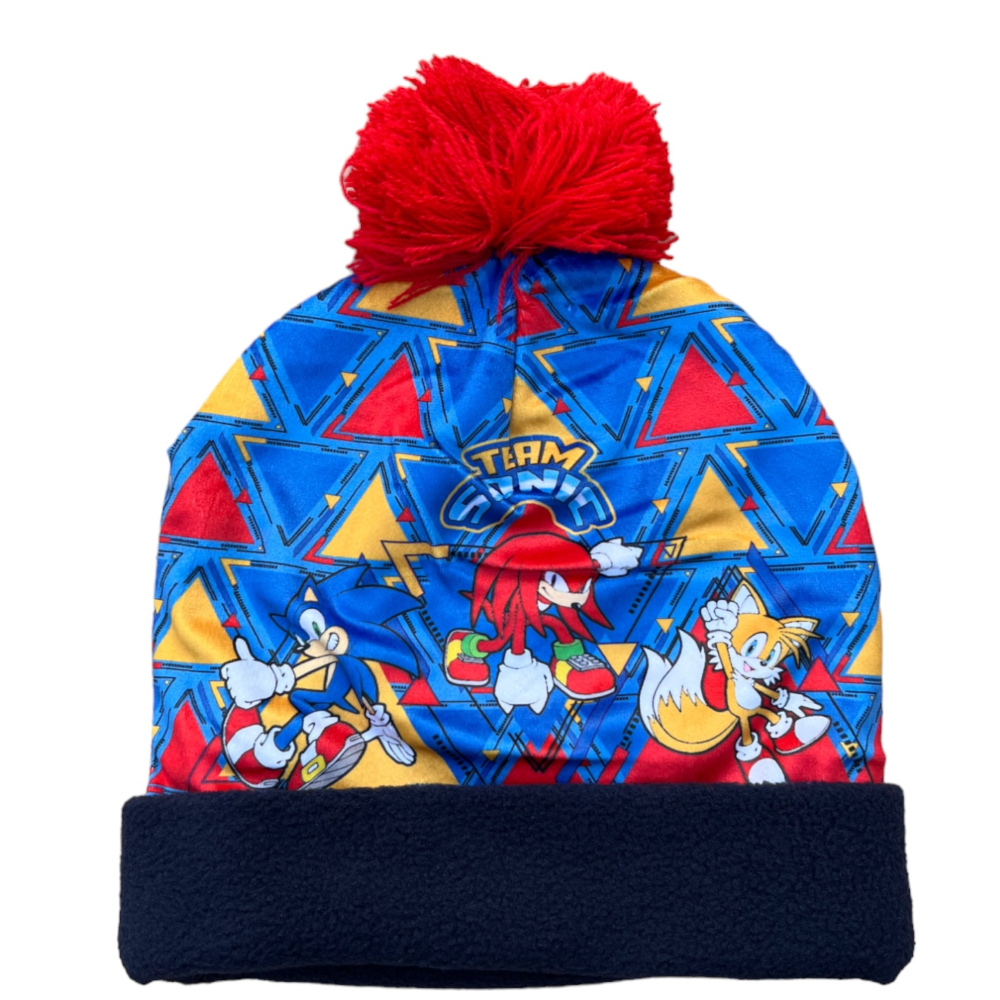 Cappello Invernale Sonic con Risvolto e Pon Pon per Bambini - Sn7125mc