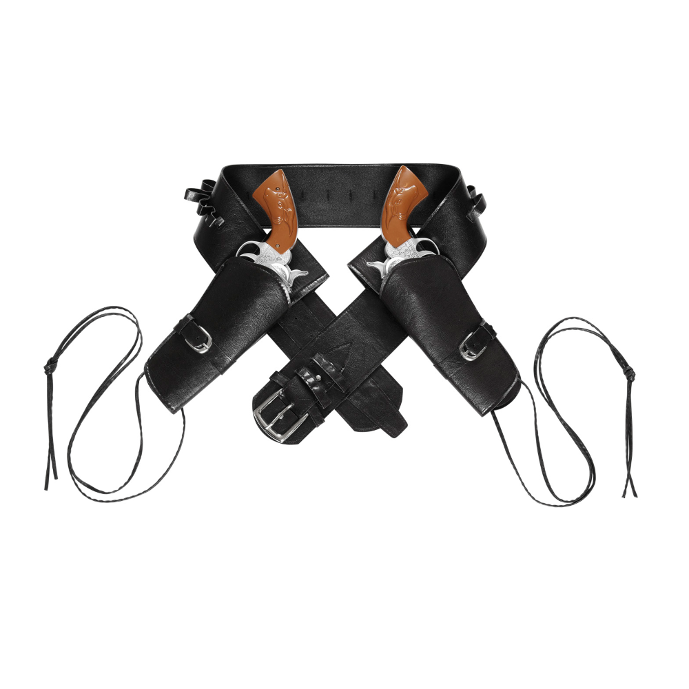 Cinturone Cowboy con Doppia Fondina Accessori per Abito Vestito Travestimento Carnevale in Similpelle