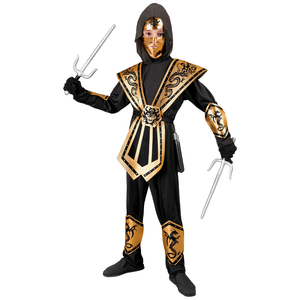 Vestito Carnevale Gold Kombat Ninja Travestimento Costume Accessori Bambino - 4011