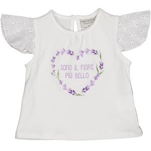T-Shirt con Maniche in Sangallo Maglietta Bambina Birba 97% Co 3% Ea - 84017.00