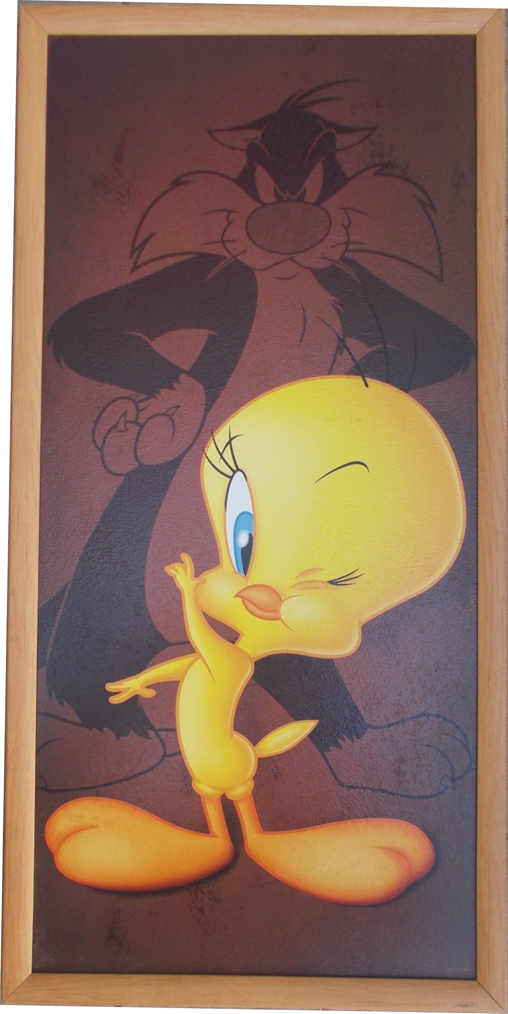 Quadro Titty e Gatto Silvestro Looney Tunes Cornice Mdf Cm. 73x36 - 10033678