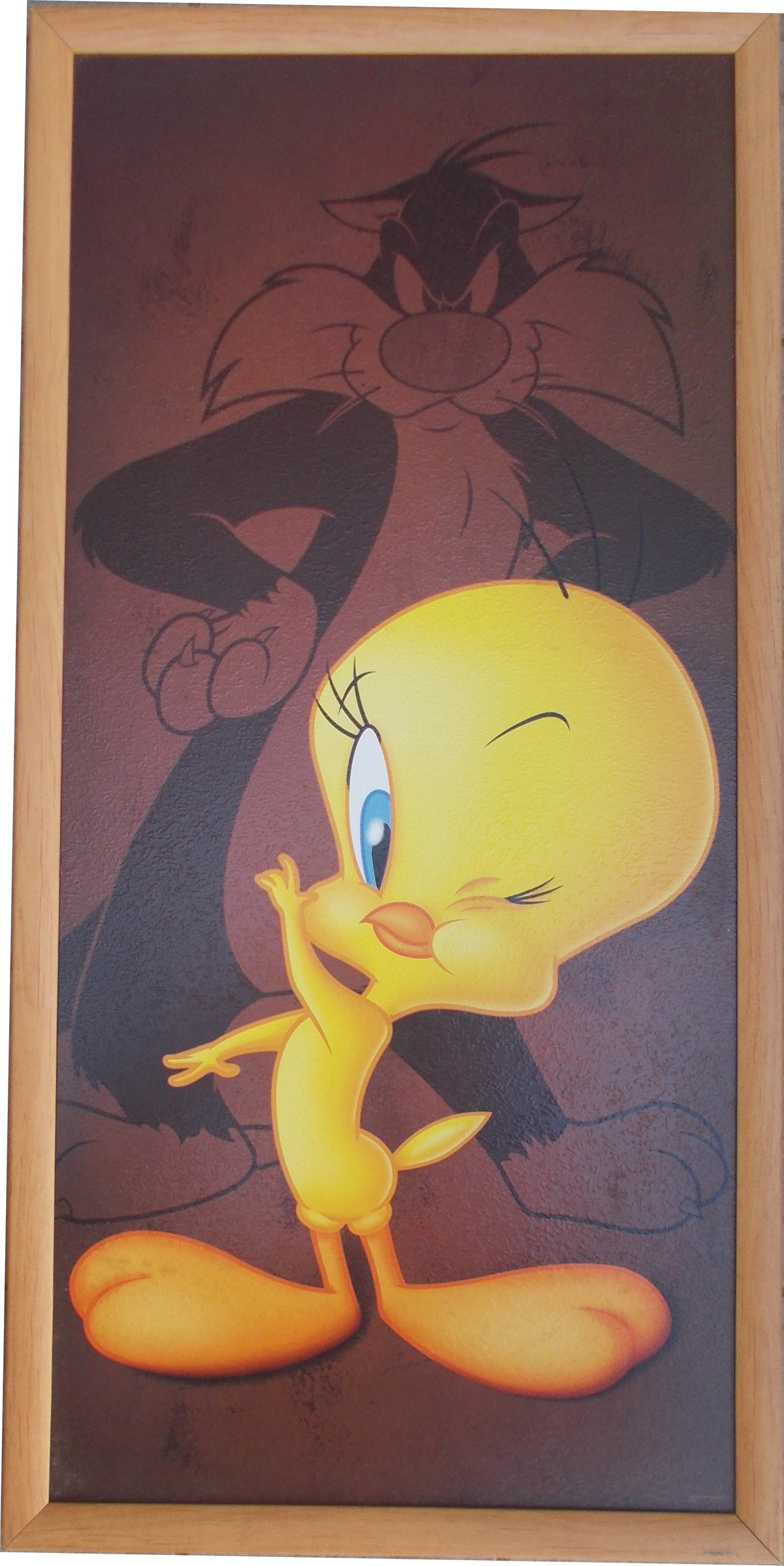 Quadro Titty e Gatto Silvestro Looney Tunes Cornice Mdf Cm. 73x36 - 10033678