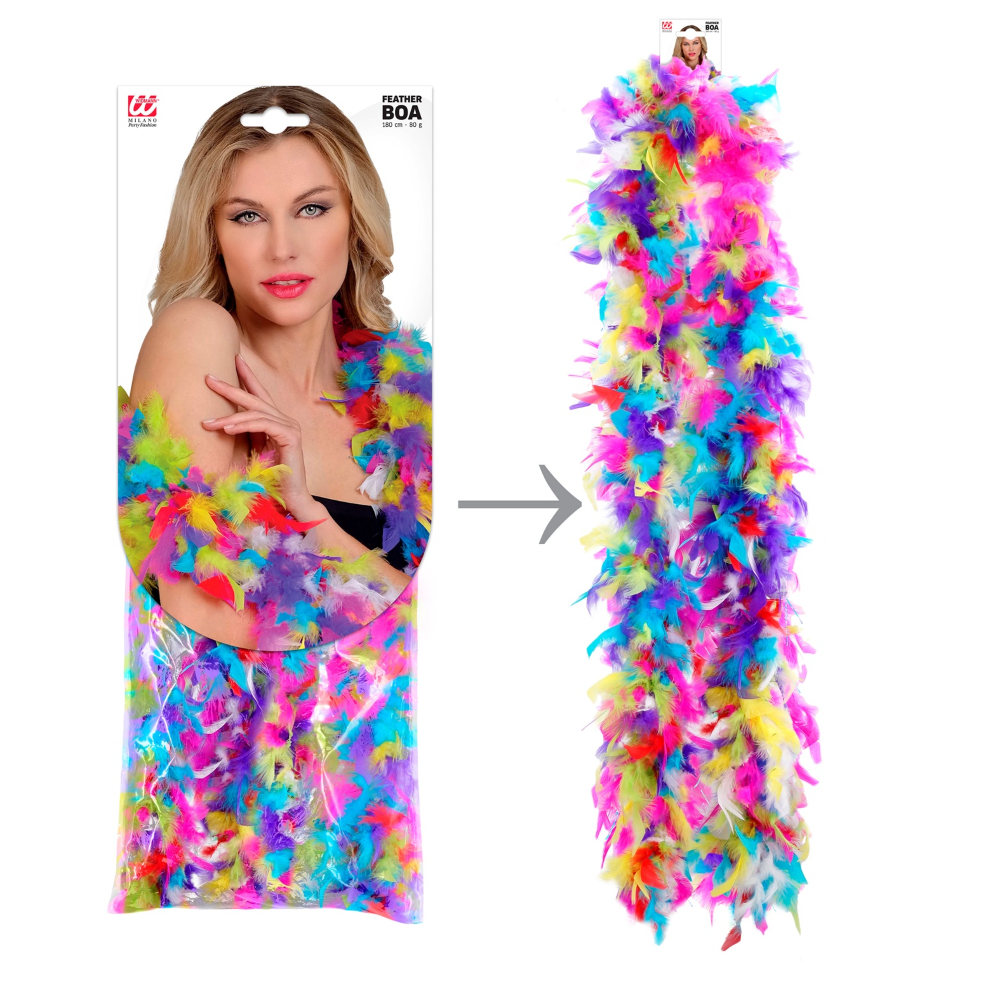 Boa con Piume Colorate Accessori per Abito Vestito Travestimento Carnevale - 12092