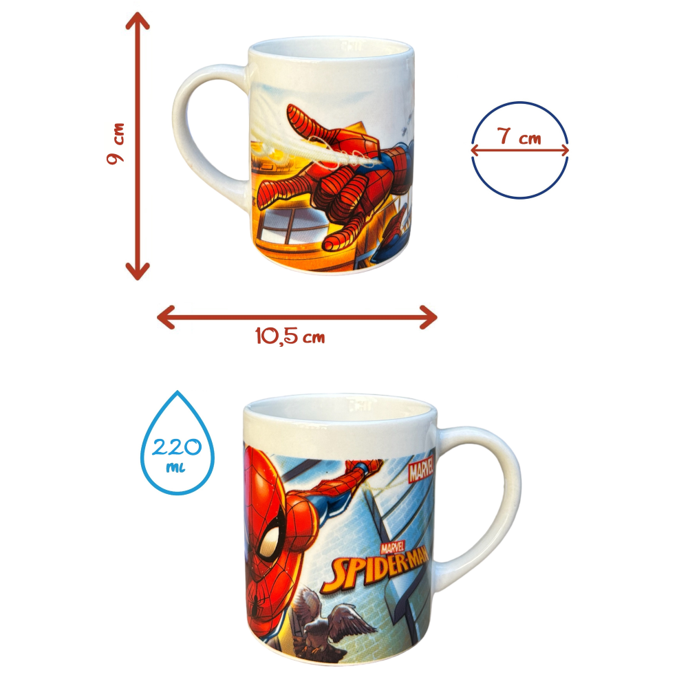 Set 3 Pezzi in Ceramica Spiderman MARVEL Tazza Ciotola Piatto Stoviglie per Bambini in Confezione - 78375