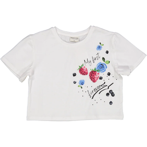 T-Shirt Crop con Stampa Maglietta Bambina Birba 97% Co 3% Ea - 84054.00/p