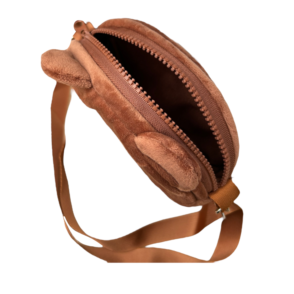 Borsa Passeggio in Peluche Orso con Tracolla - Brown