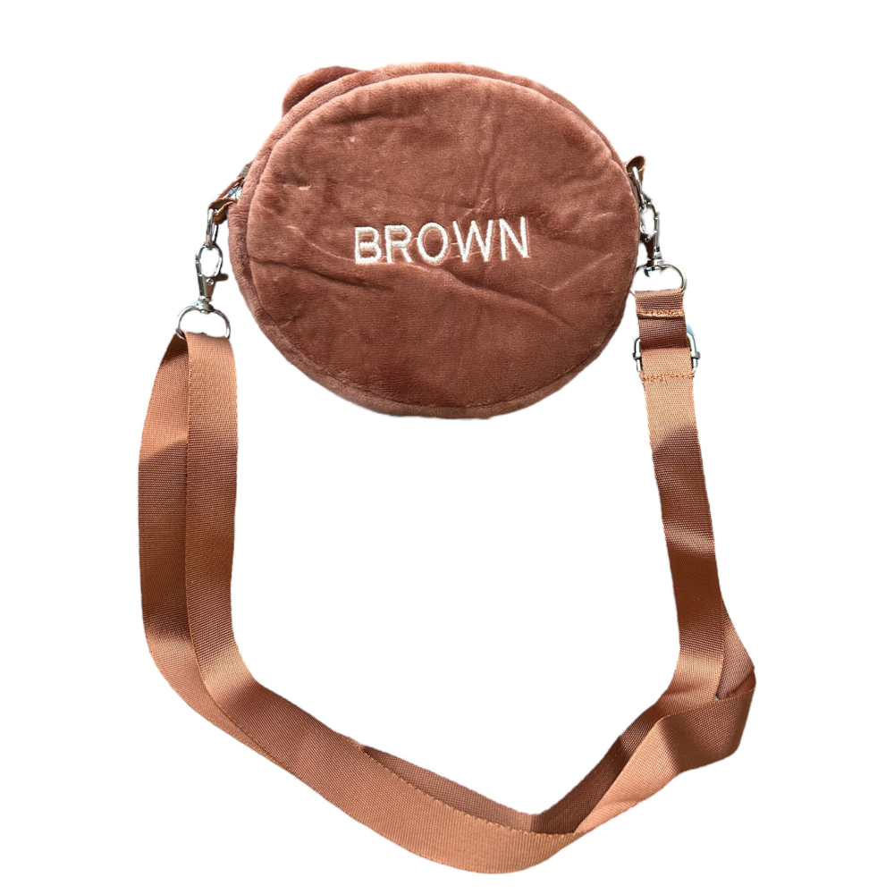 Borsa Passeggio in Peluche Orso con Tracolla - Brown