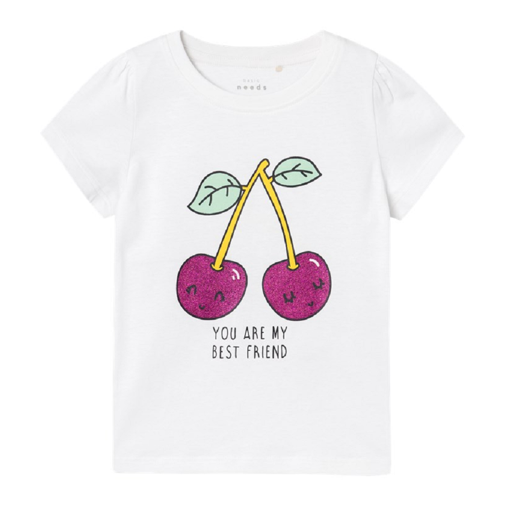 T-Shirt M.c. Stampa Ciliegie  Maglietta Bambina 100%co - 13228146bianco
