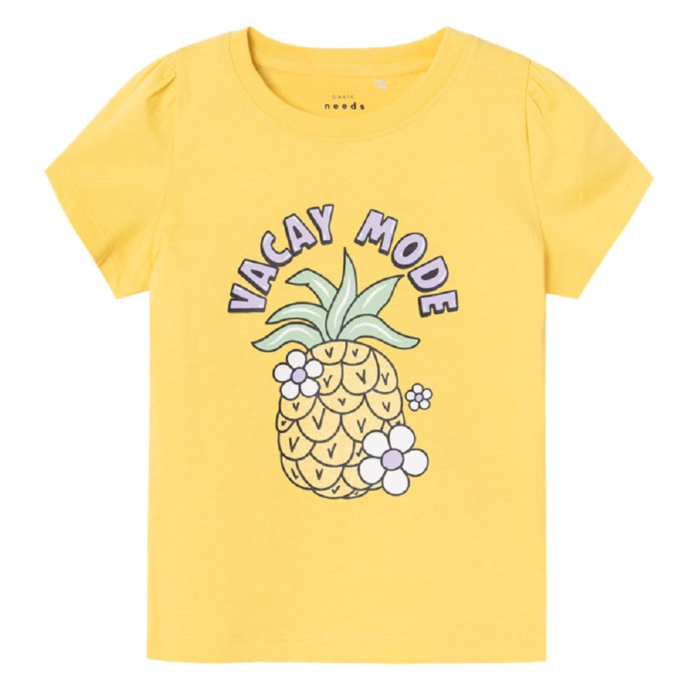 T-Shirt M.c. Stampa Ananas Maglietta Bambina 100%co - 13228146giallo