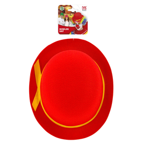 Bombetta Rossa Clown Cappello in Feltro Accessri Abito Vestito Carnevale Bambino - 32631