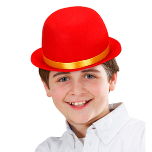 Bombetta Rossa Clown Cappello in Feltro Accessri Abito Vestito Carnevale Bambino - 32631