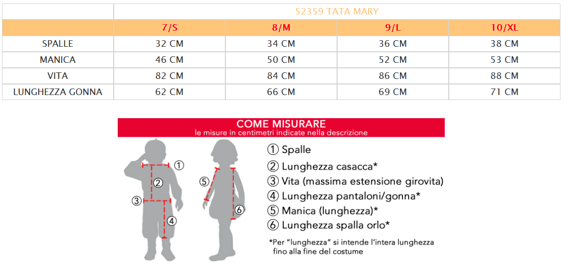 Costume Vestito Abito Travestimento Carnevale Bambina Tata Mary 52359
