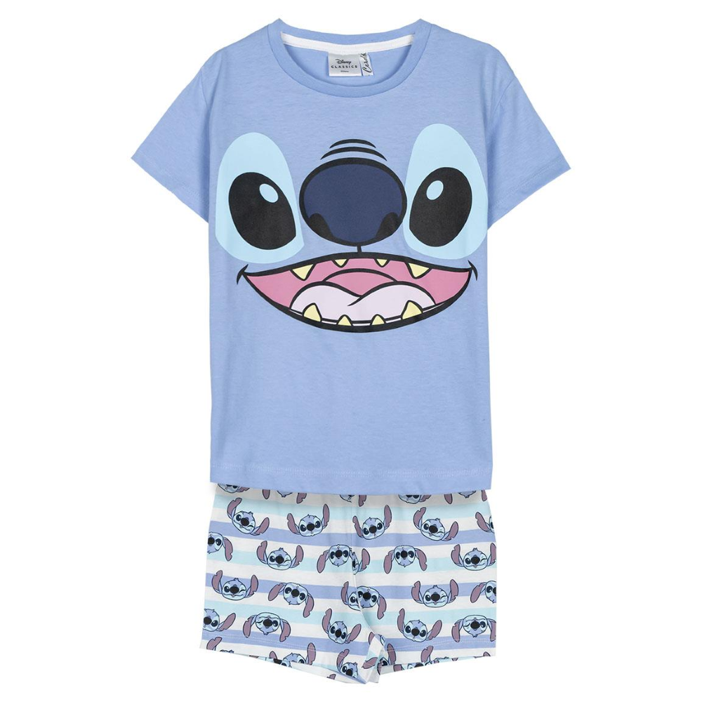 Pigiama Estivo Stitch DISNEY T-Shirt Shors in Cotone Bambini - 2064