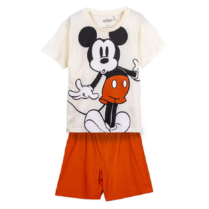 Pigiama Estivo Topolino DISNEY T-Shirt Short 100% Cotone per Bambini- 1329bianco
