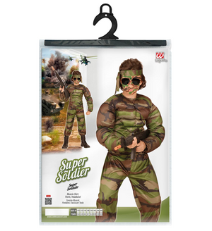 Costume Vestito Abito Travestimento Carnevale Bambino Super Soldato Muscoloso