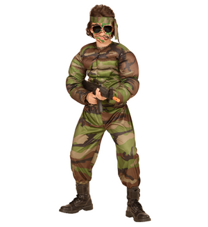 Costume Vestito Abito Travestimento Carnevale Bambino Super Soldato Muscoloso