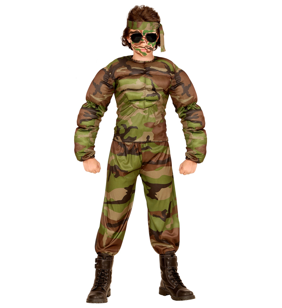 Costume Vestito Abito Travestimento Carnevale Bambino Super Soldato Muscoloso