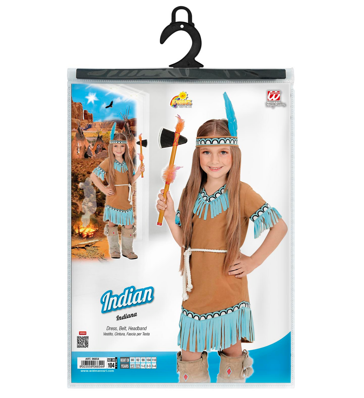 Vestito Carnevale + Accessori Indiana Costume Ascia Travestimento (8/10 Anni)