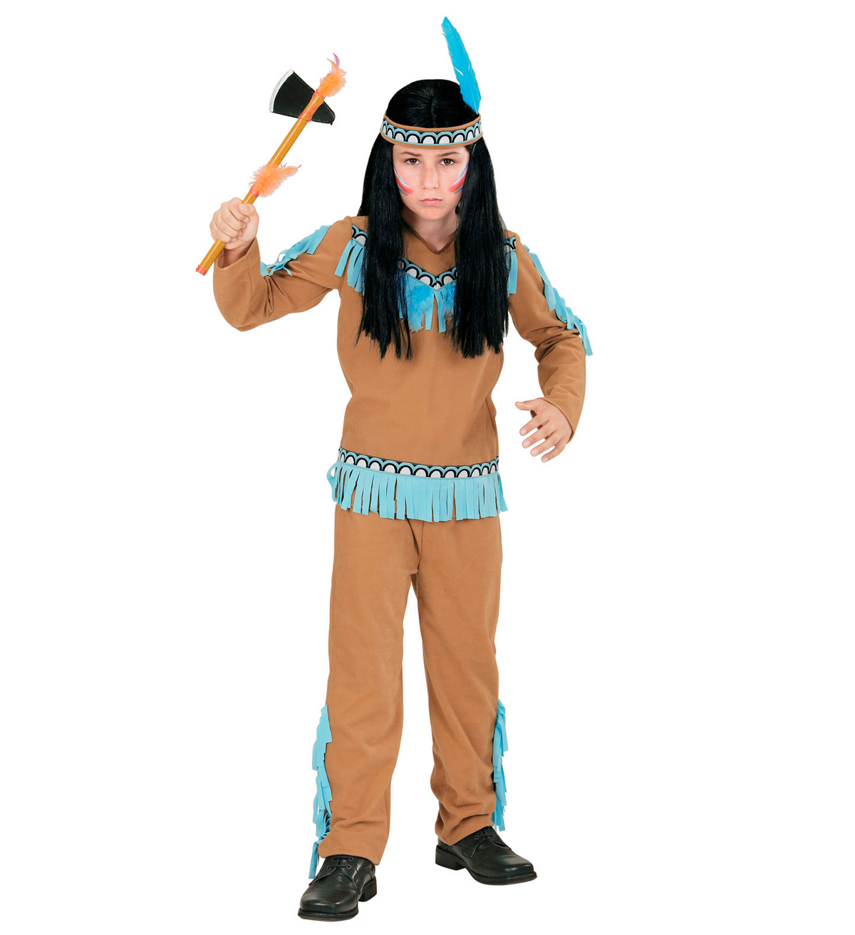 Vestito Carnevale + Accessori Indiano Costume Ascia Travestimento (4/5 Anni)
