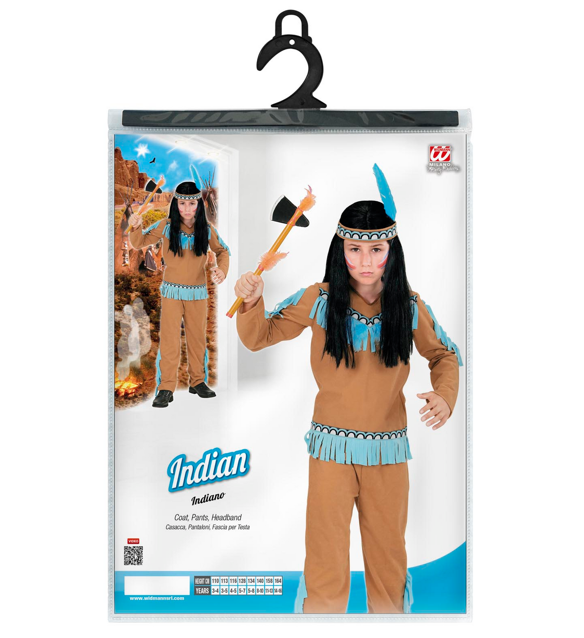Vestito Carnevale + Accessori Indiano Costume Ascia Travestimento (3 Anni)
