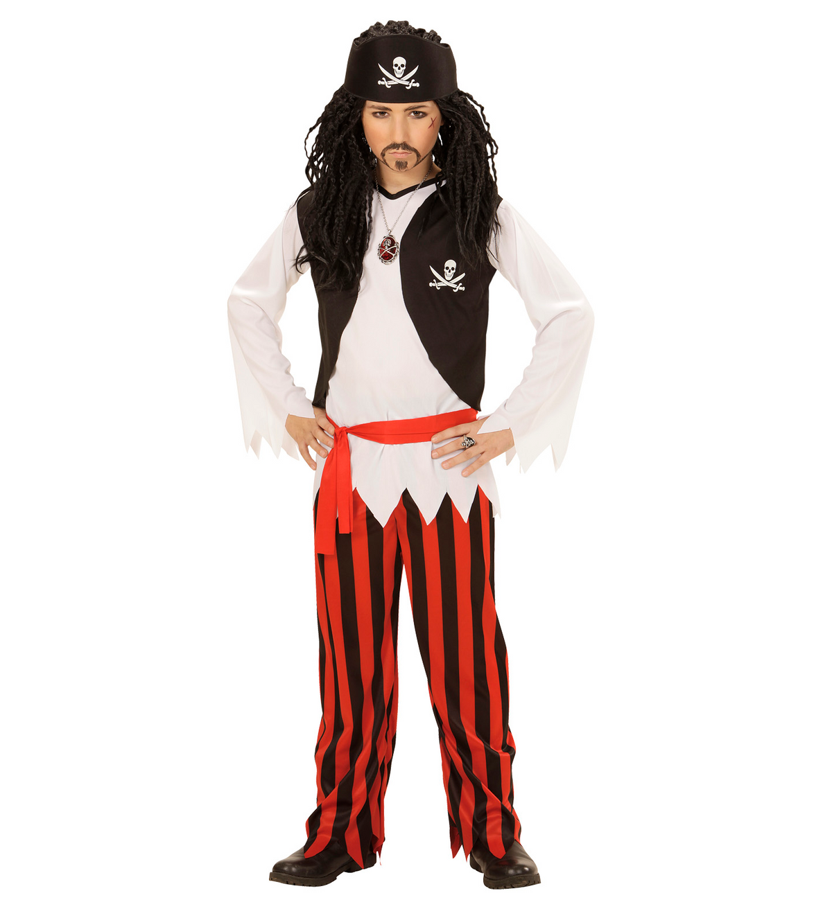 Vestito Carnevale + Accessori Pirata Costume Sciabola 4/5 Anni Travestimento - 0723+7007b