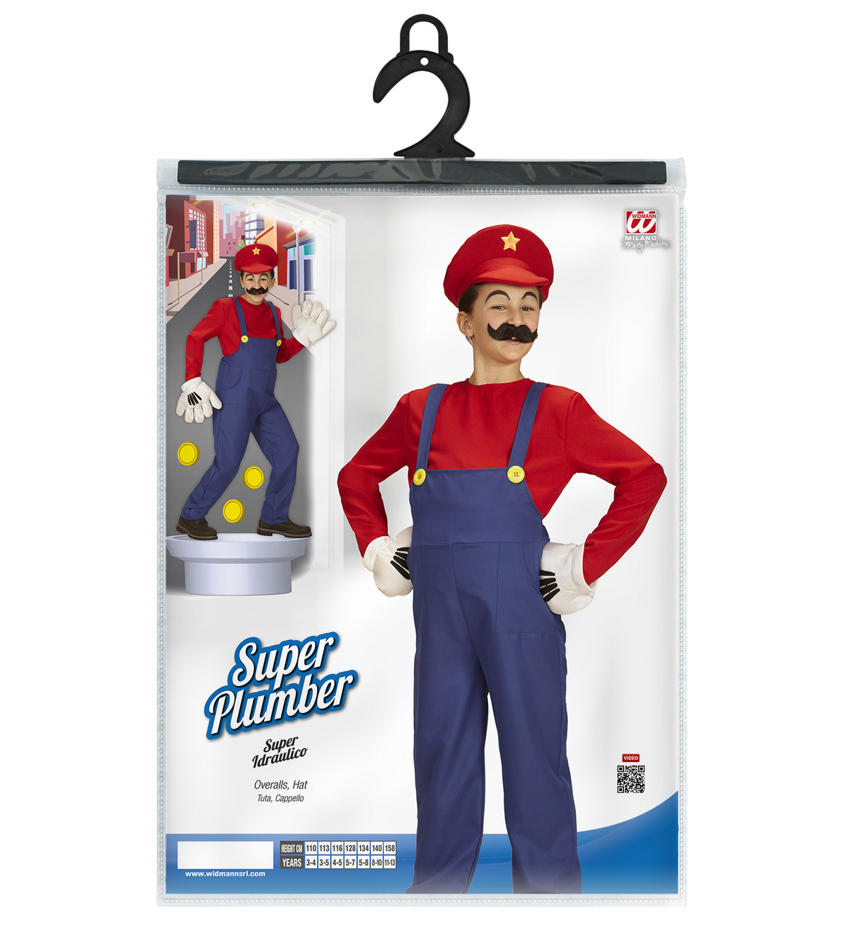 Costume Vestito Abito Travestimento Carnevale Bambino Super Idraulico Mario
