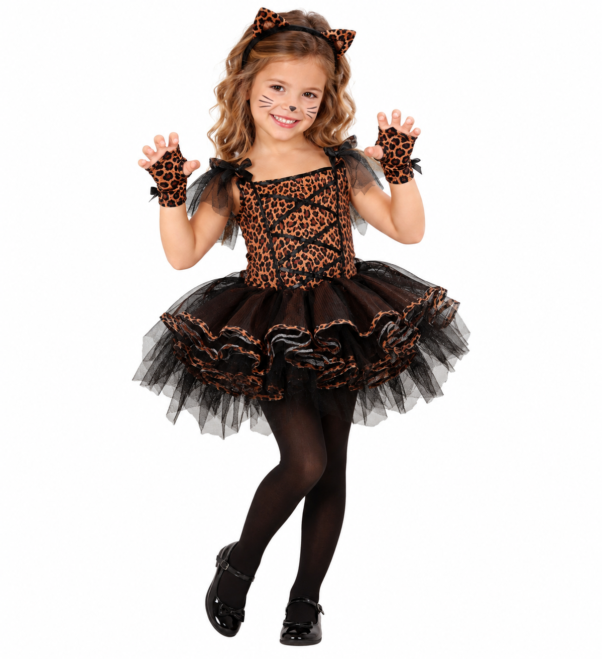 Costume Vestito Abito Travestimento Carnevale Bambina Leopardo Ballerina