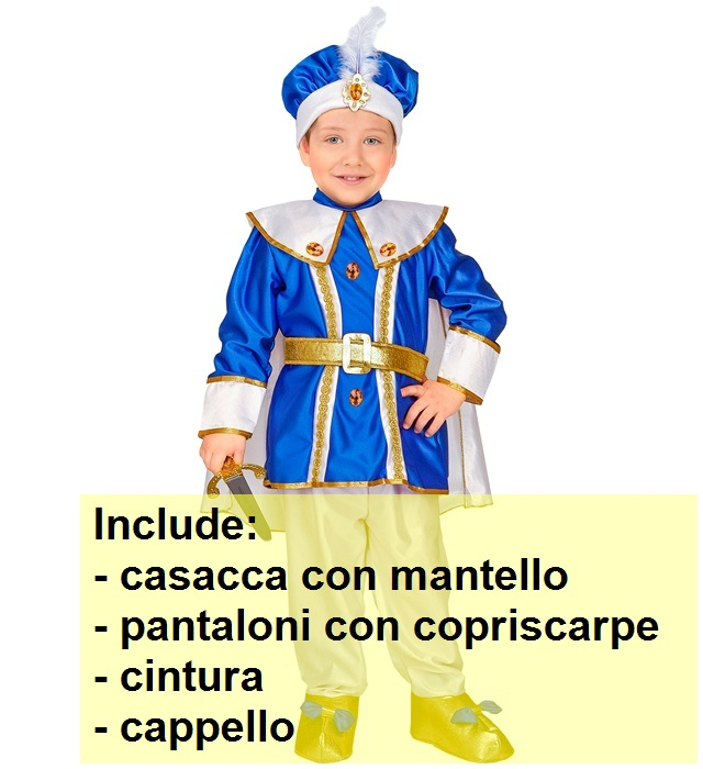 Costume Vestito Abito Travestimento Carnevale Bambino Principe Reale