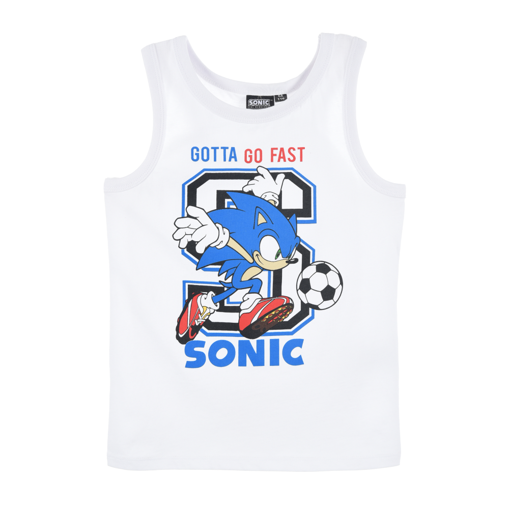 Canotta Sonic Maglietta Bambino 100% Cotone - Ex1011bianco
