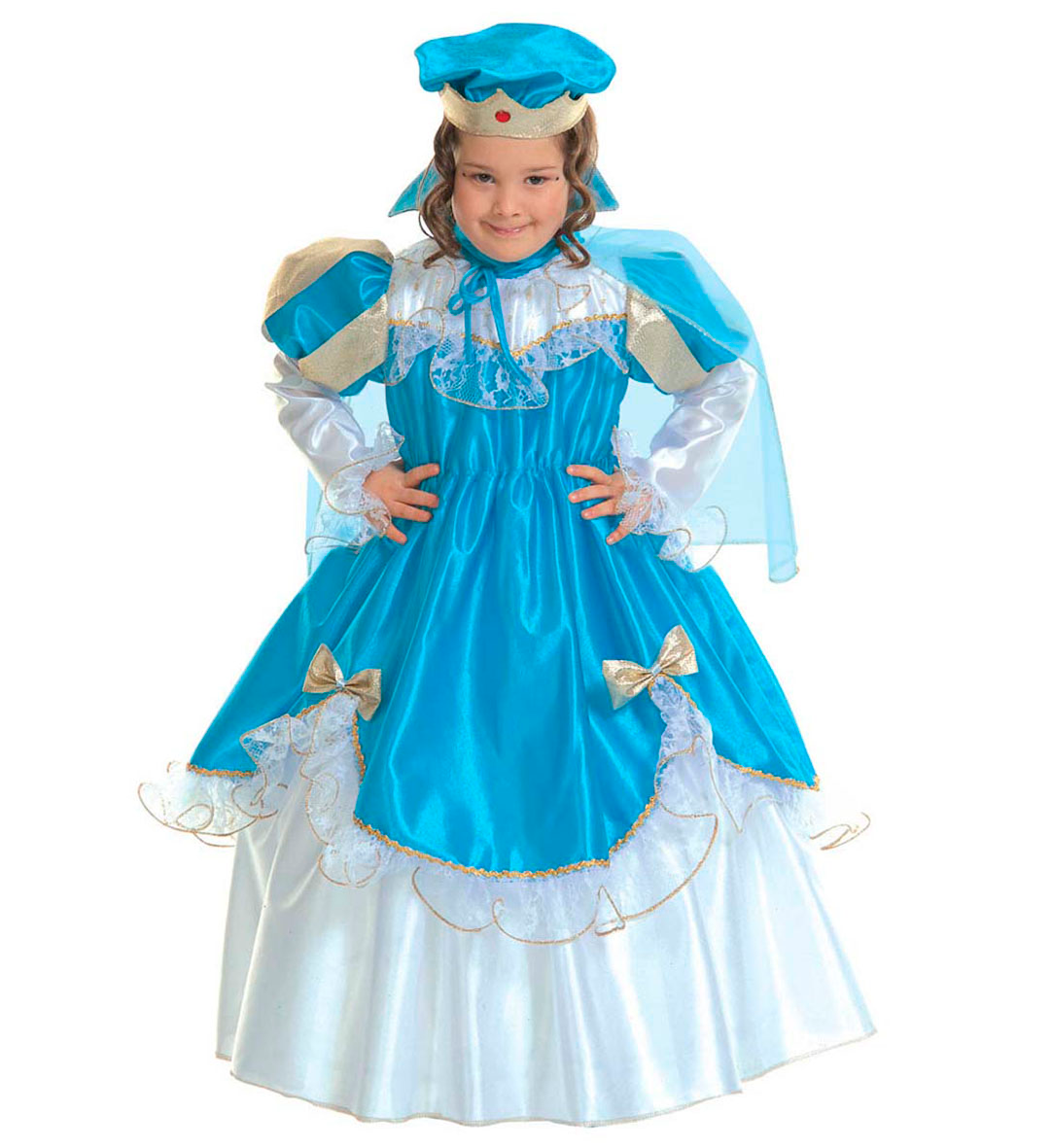 Costume Vestito Abito Travestimento Carnevale Bambina Principessa Azzurra