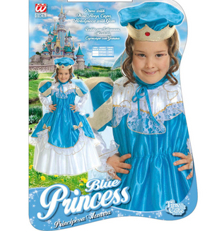 Costume Vestito Abito Travestimento Carnevale Bambina Principessa Azzurra