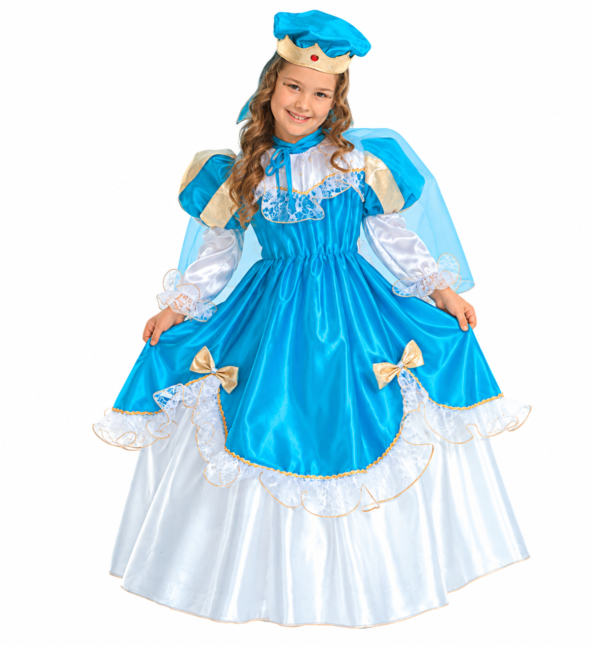 Costume Vestito Abito Travestimento Carnevale Bambina Principessa Azzurra