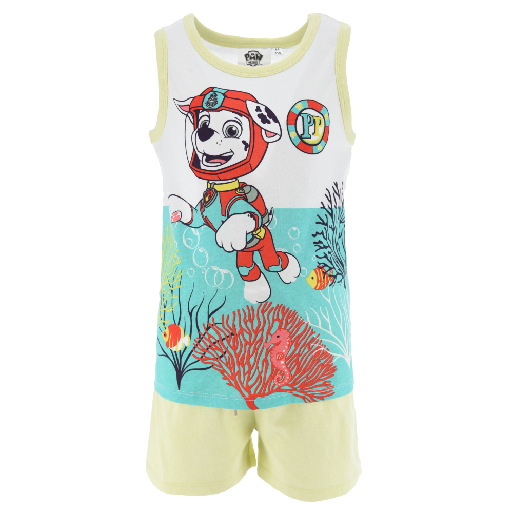 Completo Short + Canotta Paw Patrol Bambino 100% Cotone - Ex1072giallo