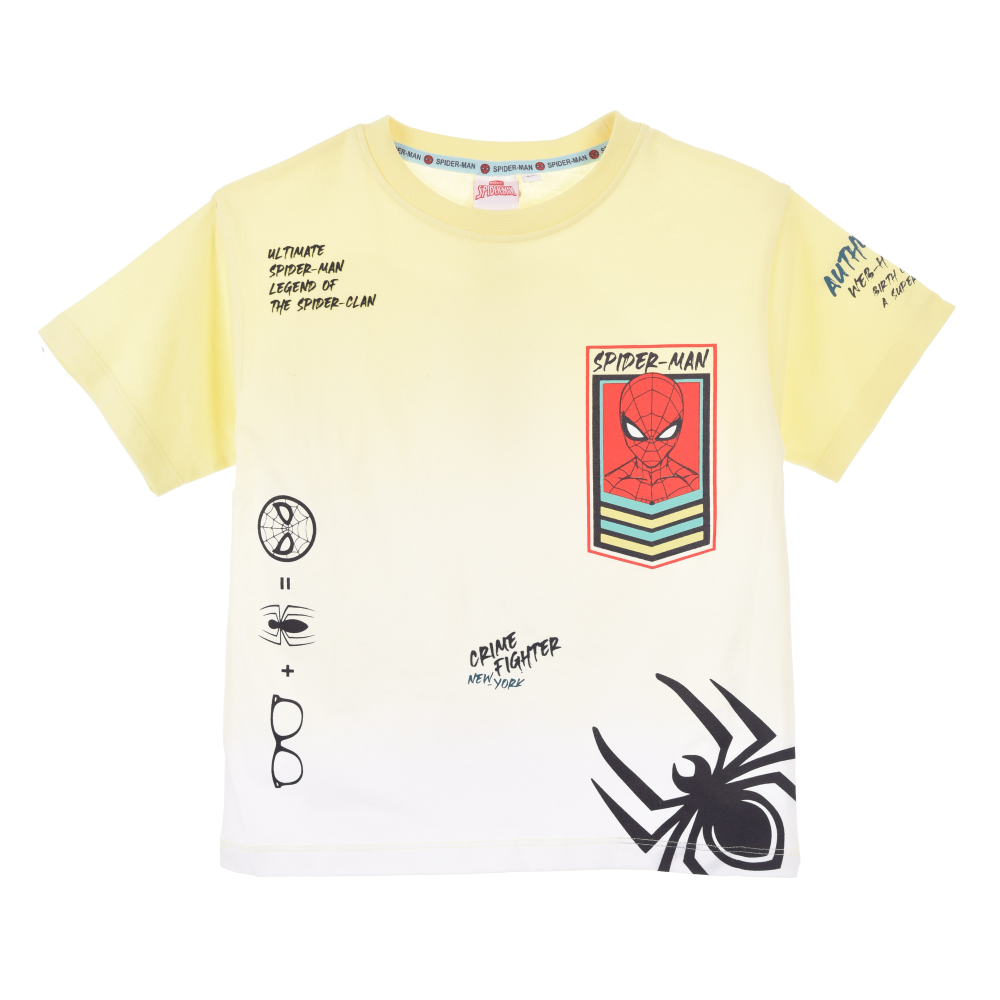 T-Shirt M.c. Spiderman MARVEL Maglietta Bambino 100% Cotone - Ex1191giallo