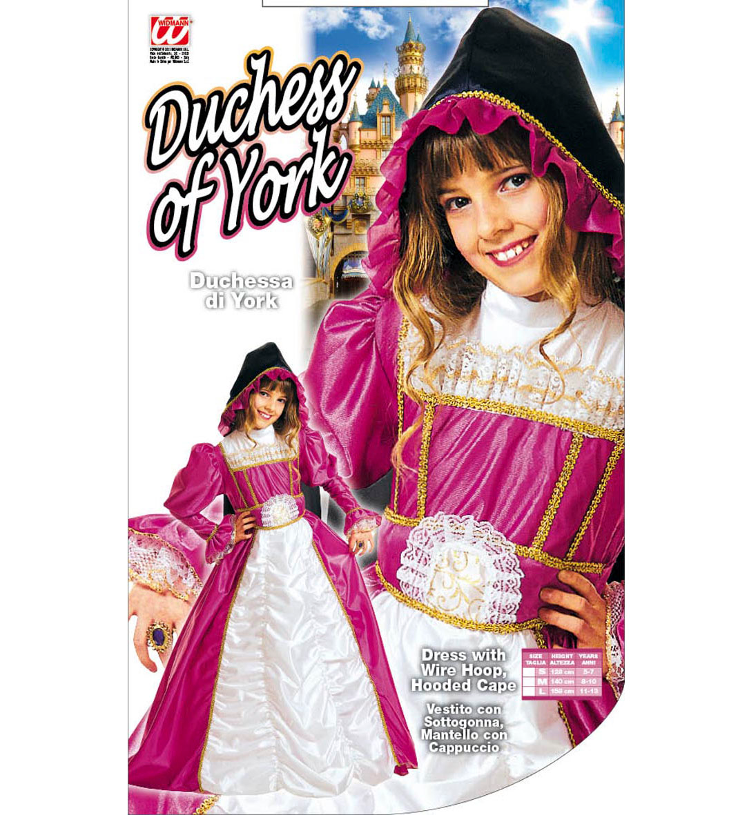 Costume Vestito Abito Travestimento Carnevale Bambina Duchessa di York