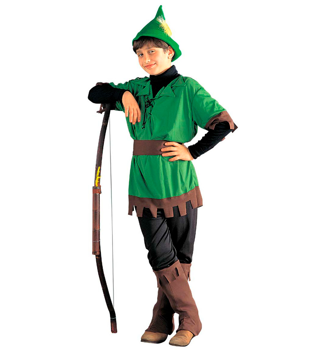 Vestito Carnevale + Accessori Robin Hood Casacca Pantaloni Cappello Arco 8/10 Anni Travestimento - 3836+23935