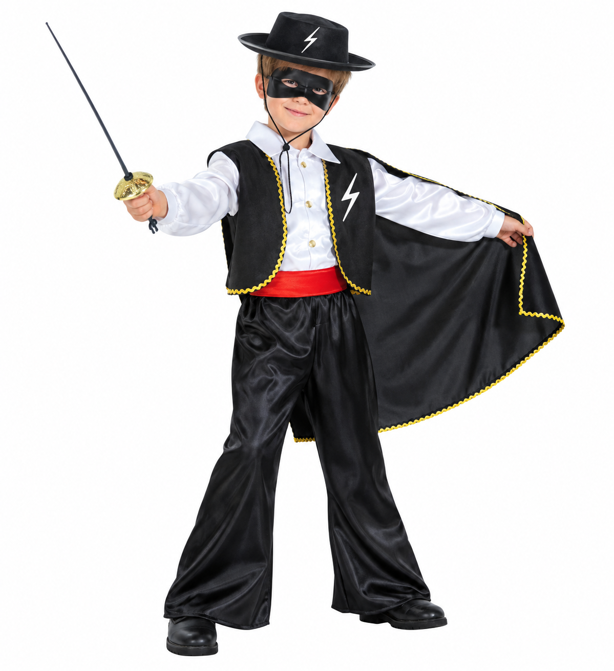Costume Vestito Abito Travestimento Carnevale Bambino Zorro Bandito Mascherato -