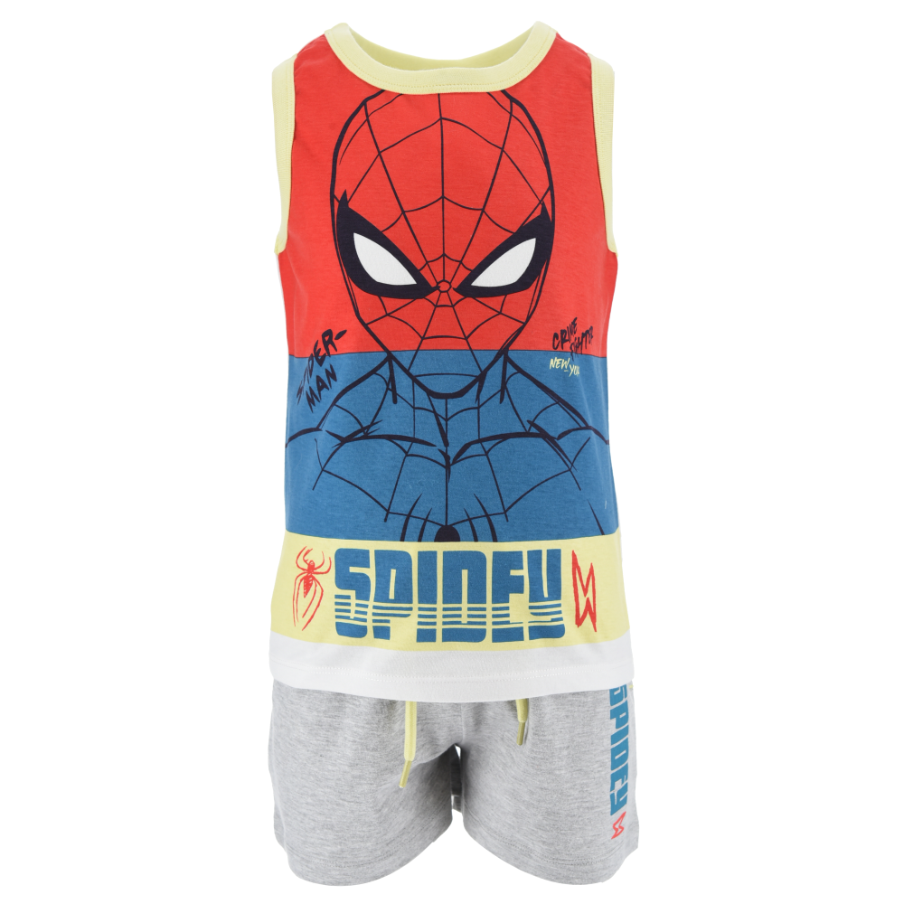 Completo Short + Canotta Spiderman MARVEL Bambino 100% Cotone - Ex1073grigio