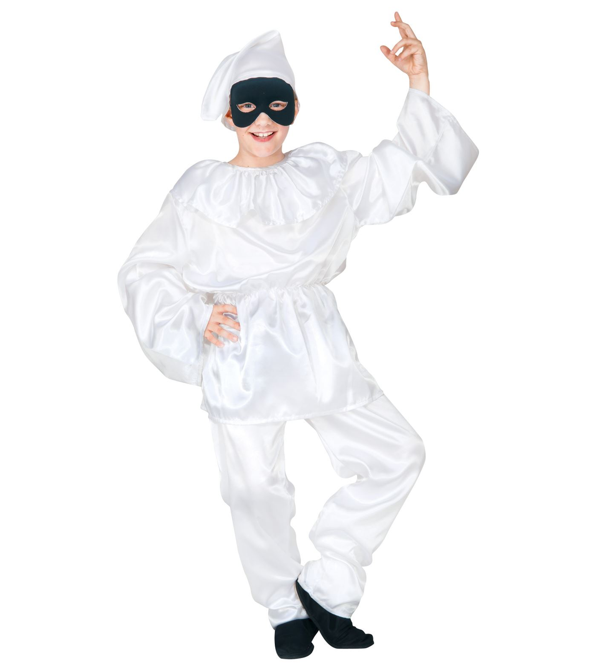 Vestito Carnevale + Accessori Pulcinella Costume Maschera Travestimento (5/7 Anni)