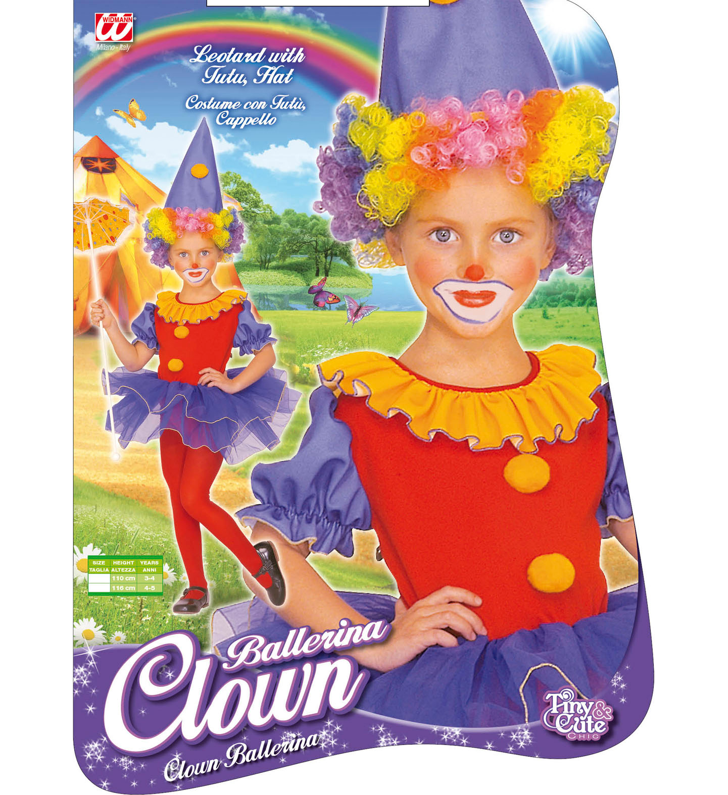 Costume Vestito Abito Travestimento Carnevale Bambina Clown Ballerina