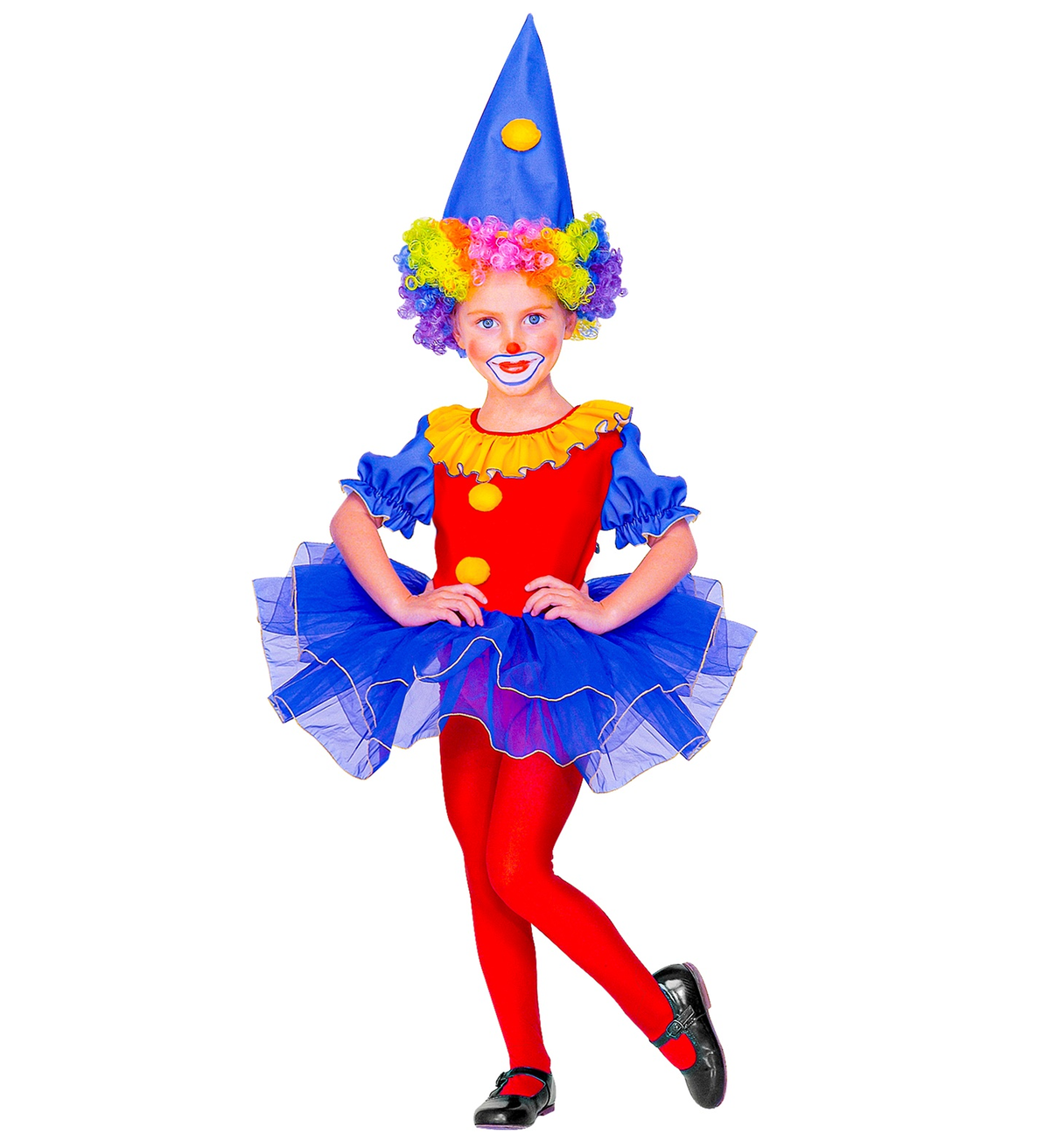 Costume Vestito Abito Travestimento Carnevale Bambina Clown Ballerina