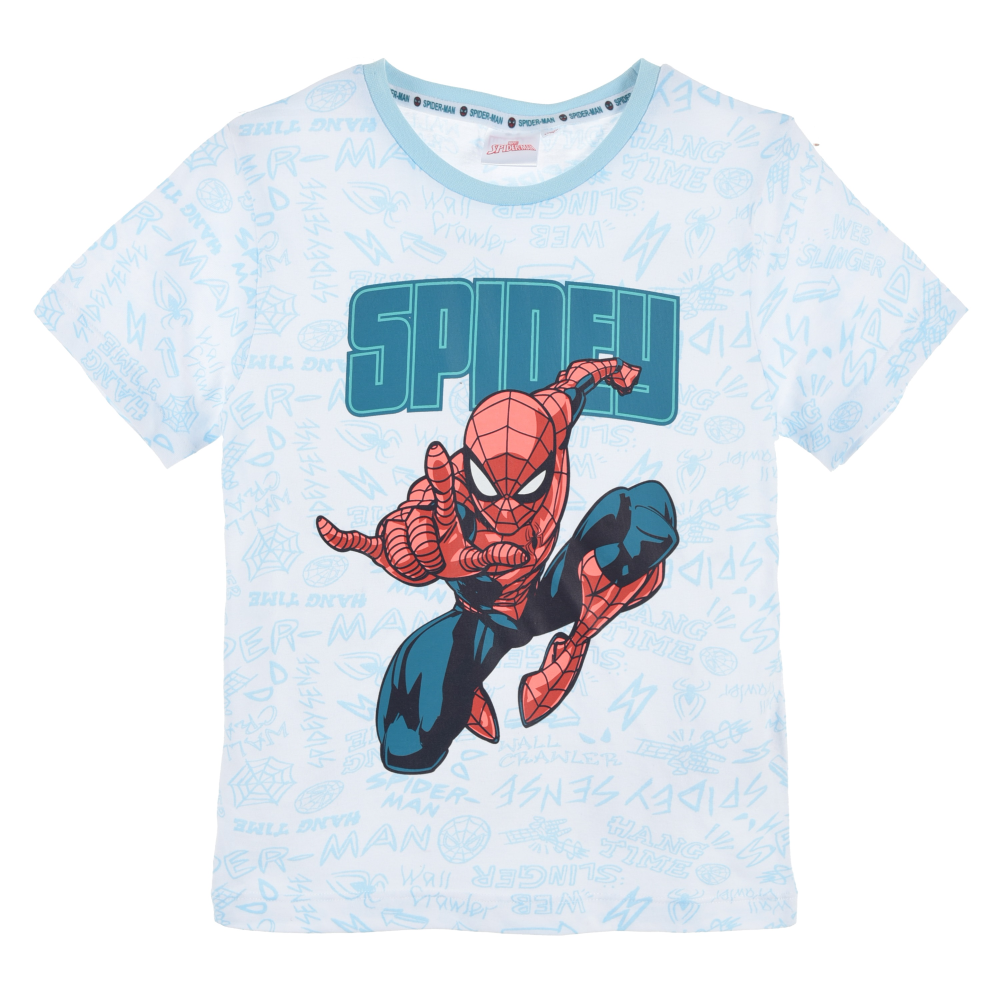 T-Shirt M.c. Spiderman MARVEL Maglietta Bambino 100% Cotone - Ex1182azzurro
