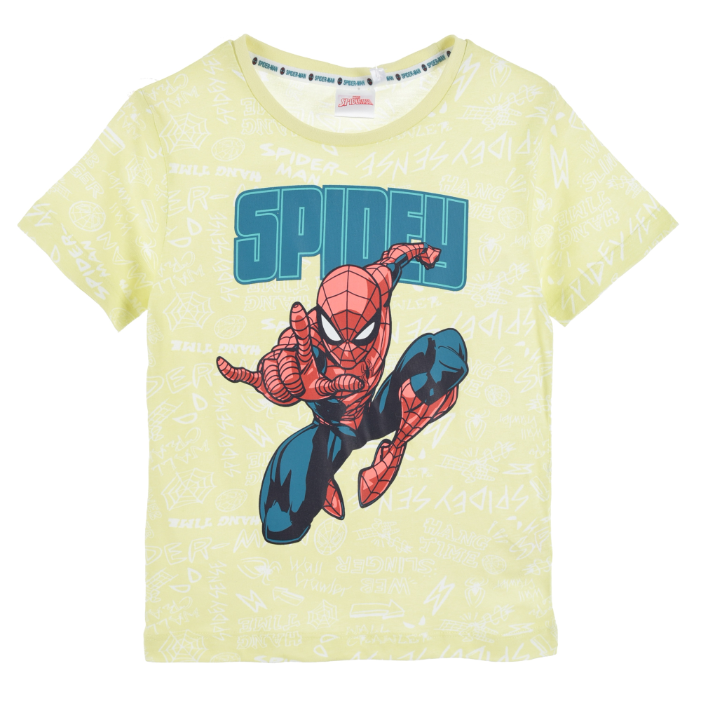 T-Shirt M.c. Spiderman MARVEL Maglietta Bambino 100% Cotone - Ex1182giallo