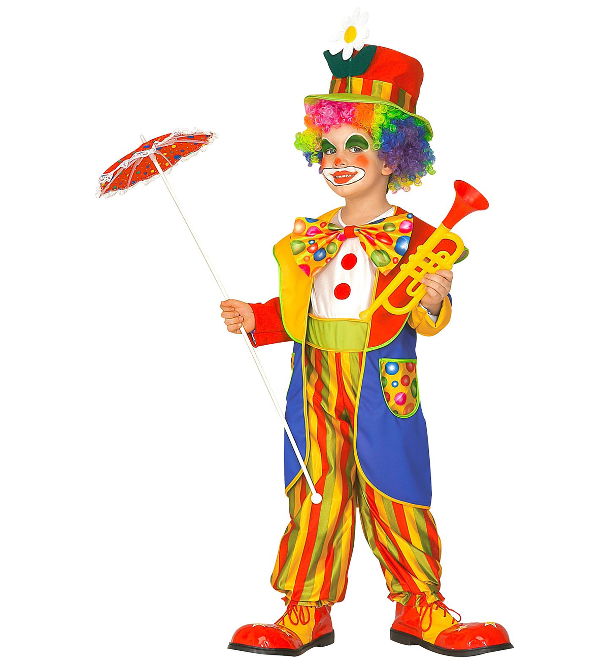 Costume Vestito Abito Travestimento Carnevale Bambino Pagliaccio -