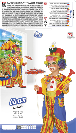 Costume Vestito Abito Travestimento Carnevale Bambino Pagliaccio -