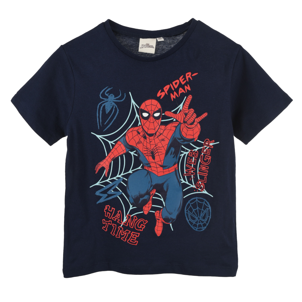 T-Shirt M.c. Spiderman MARVEL Maglietta Bambino 100% Cotone - Ex1189bioblu