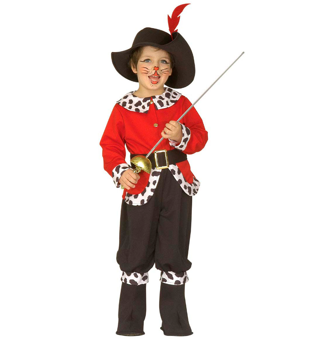 Vestito Carnevale + Accessori Gatto Delle Fiabe Costume Fioretto 3/4 Anni Travestimento - 4392+6765z