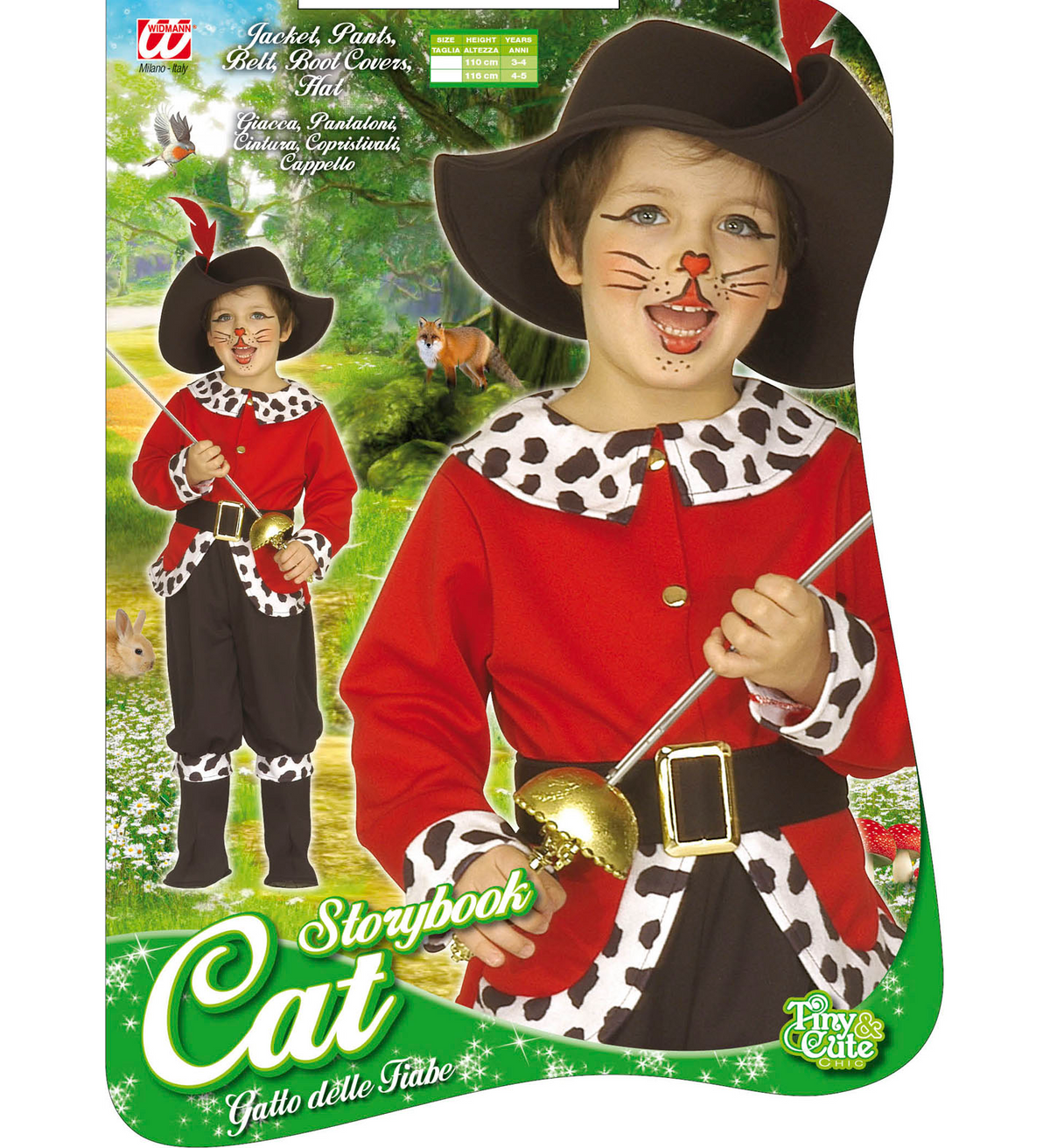 Costume Vestito Abito Travestimento Carnevale Bambino Gatto Delle Fiabe
